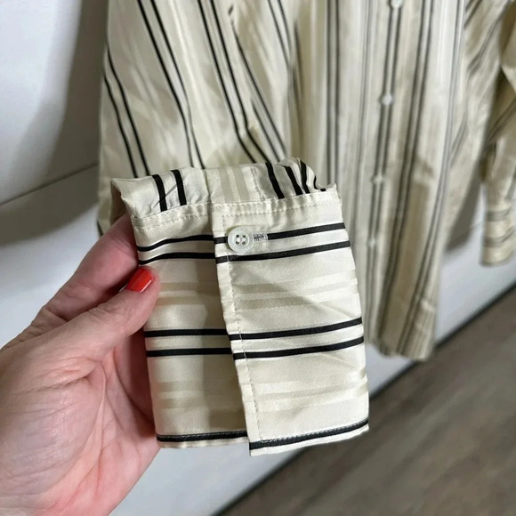 FRAME Striped 100% Silk Shirt Women's Dress Shirt - Size Medium - Picture 2 of 6